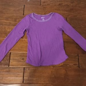 Girls purple top with lace neckline